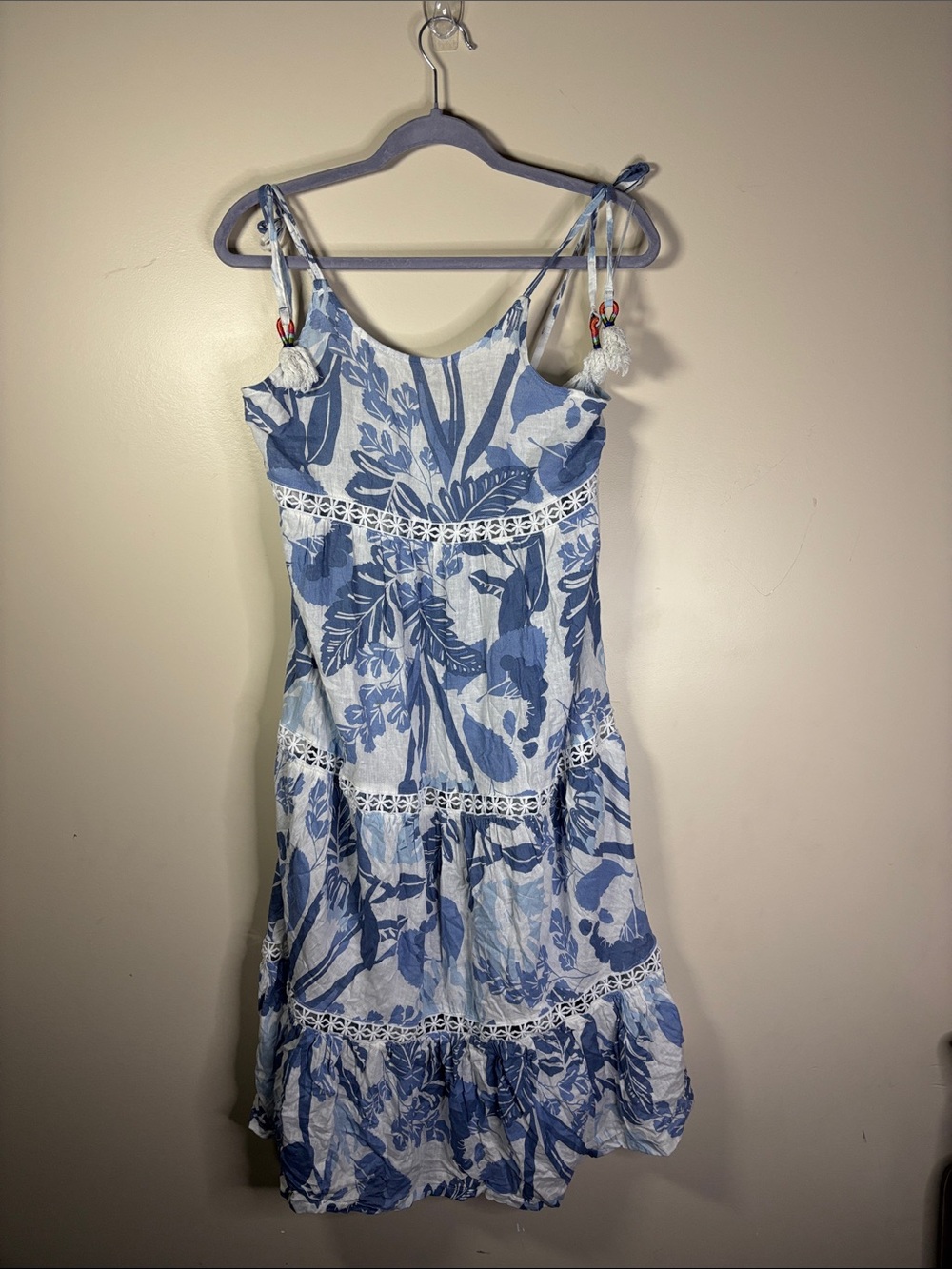 Rachel Zoe Blue and White Floral Tiered Midi Dress
